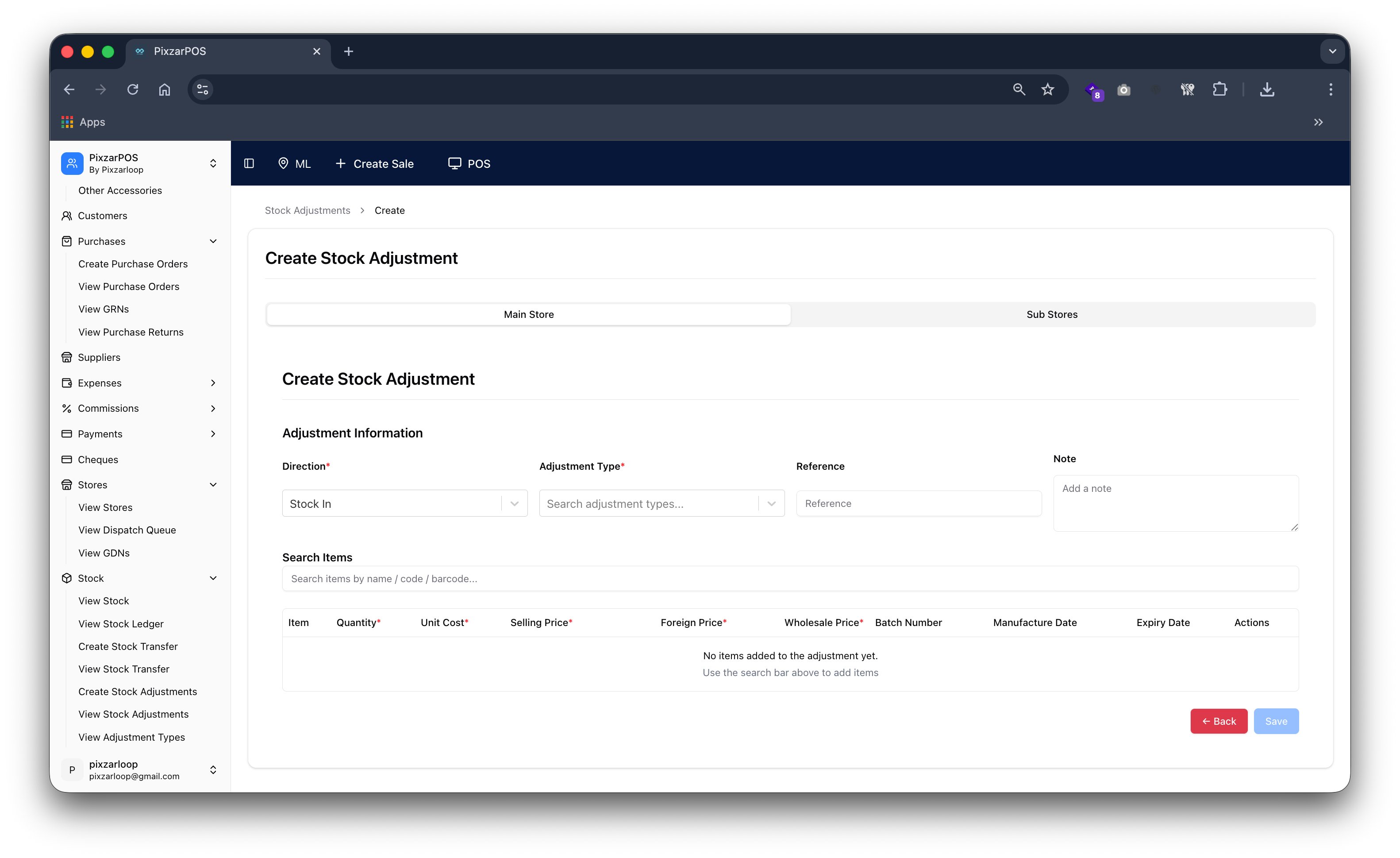 PixzarPOS mobile responsive screenshot