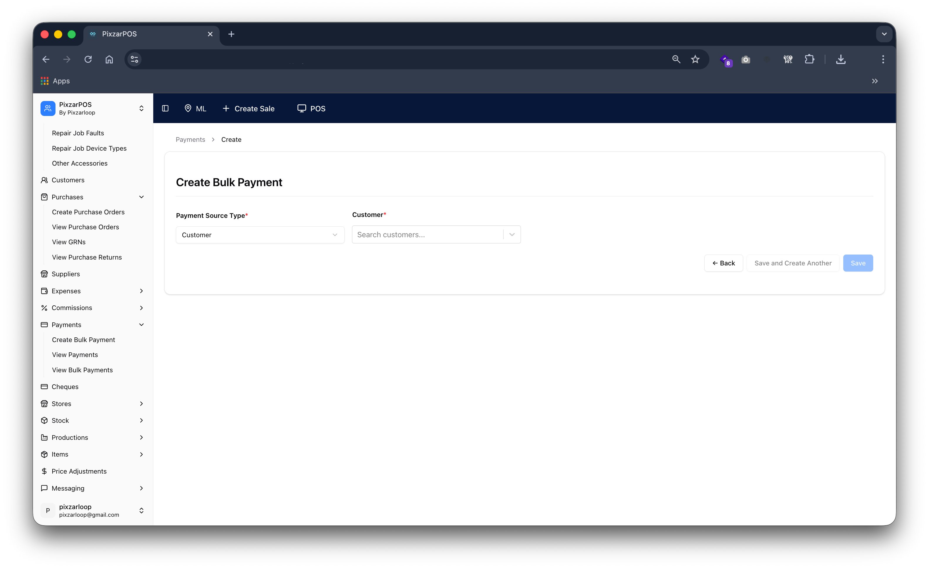 PixzarPOS mobile responsive screenshot