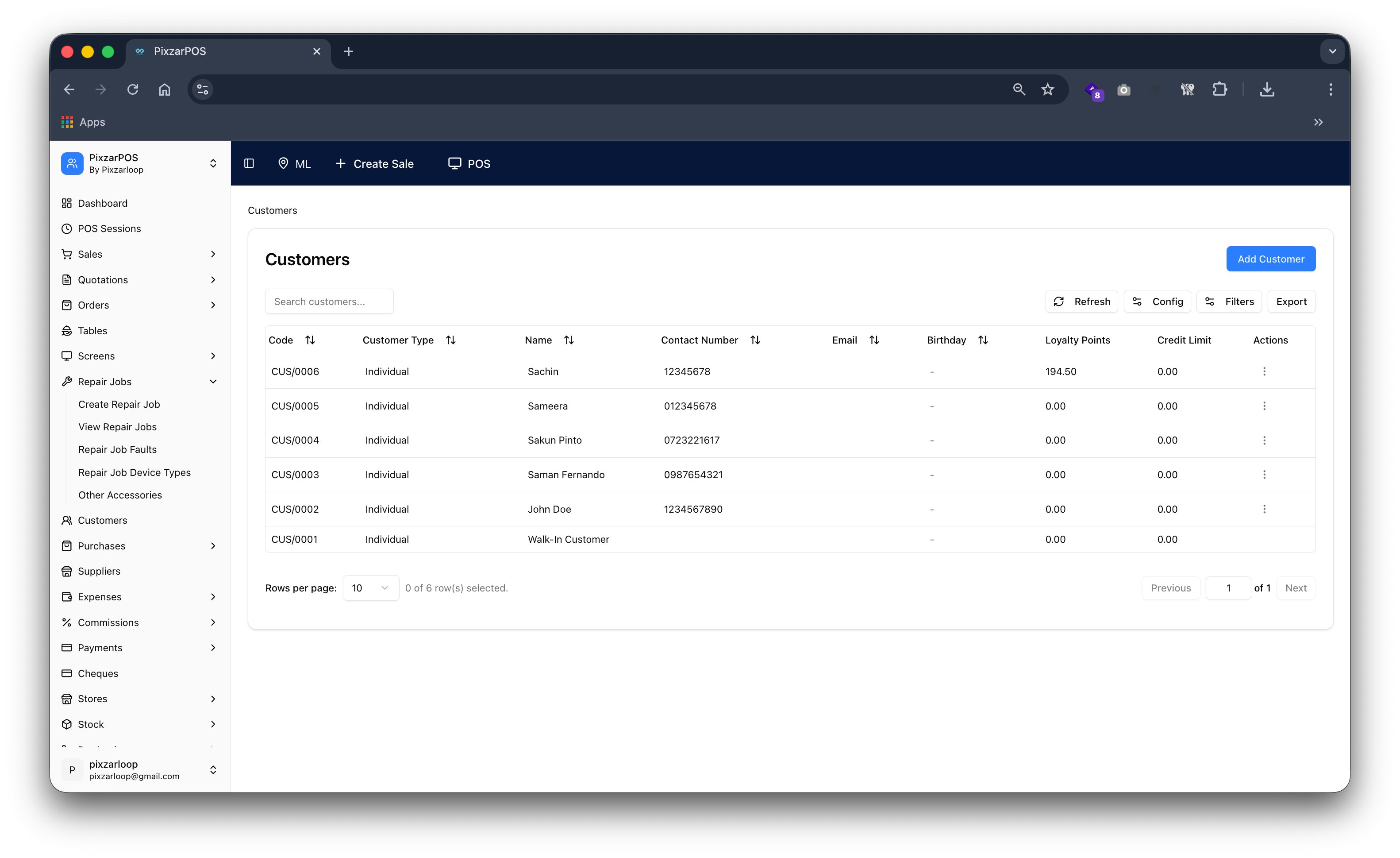 PixzarPOS mobile responsive screenshot