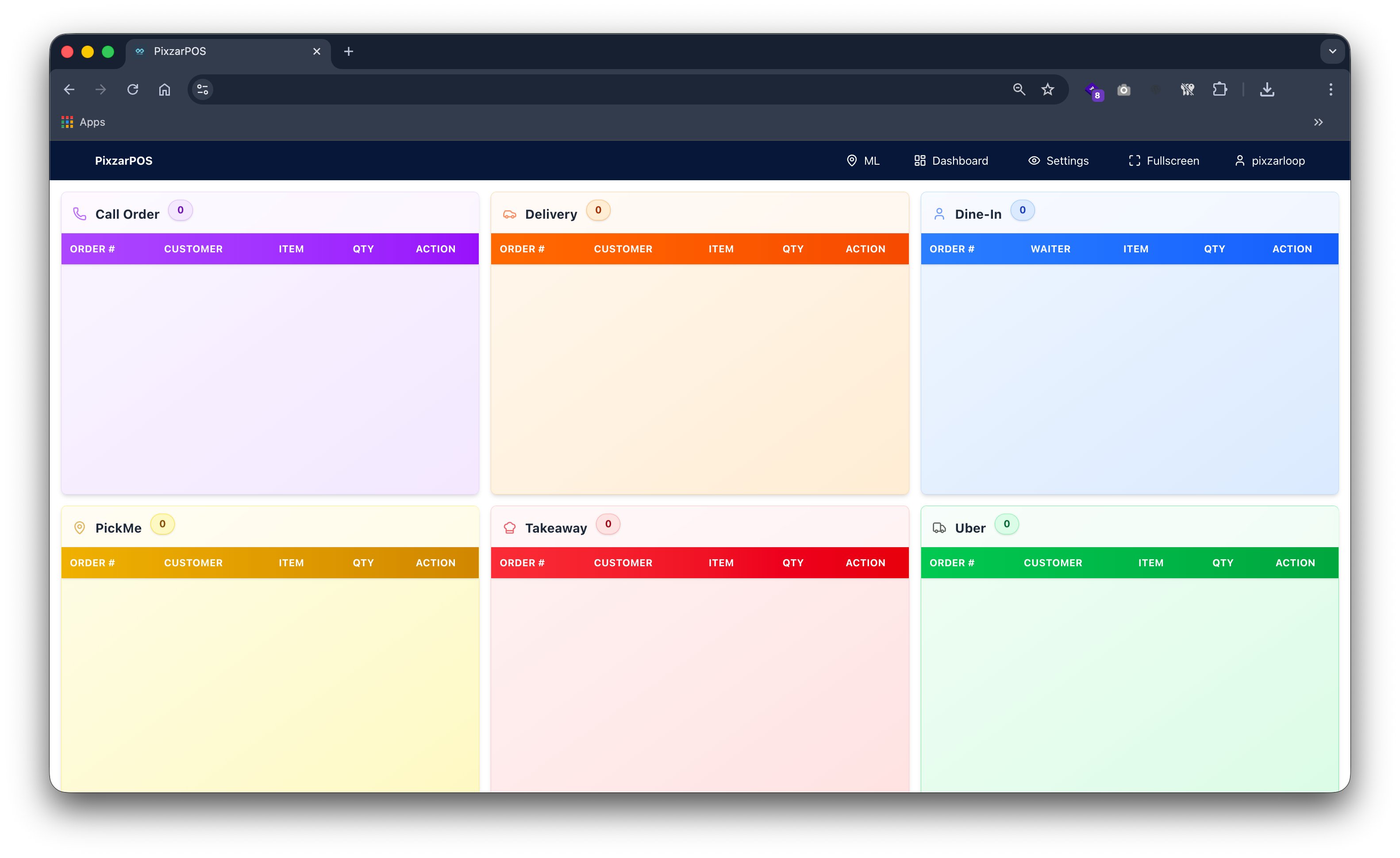 PixzarPOS mobile responsive screenshot