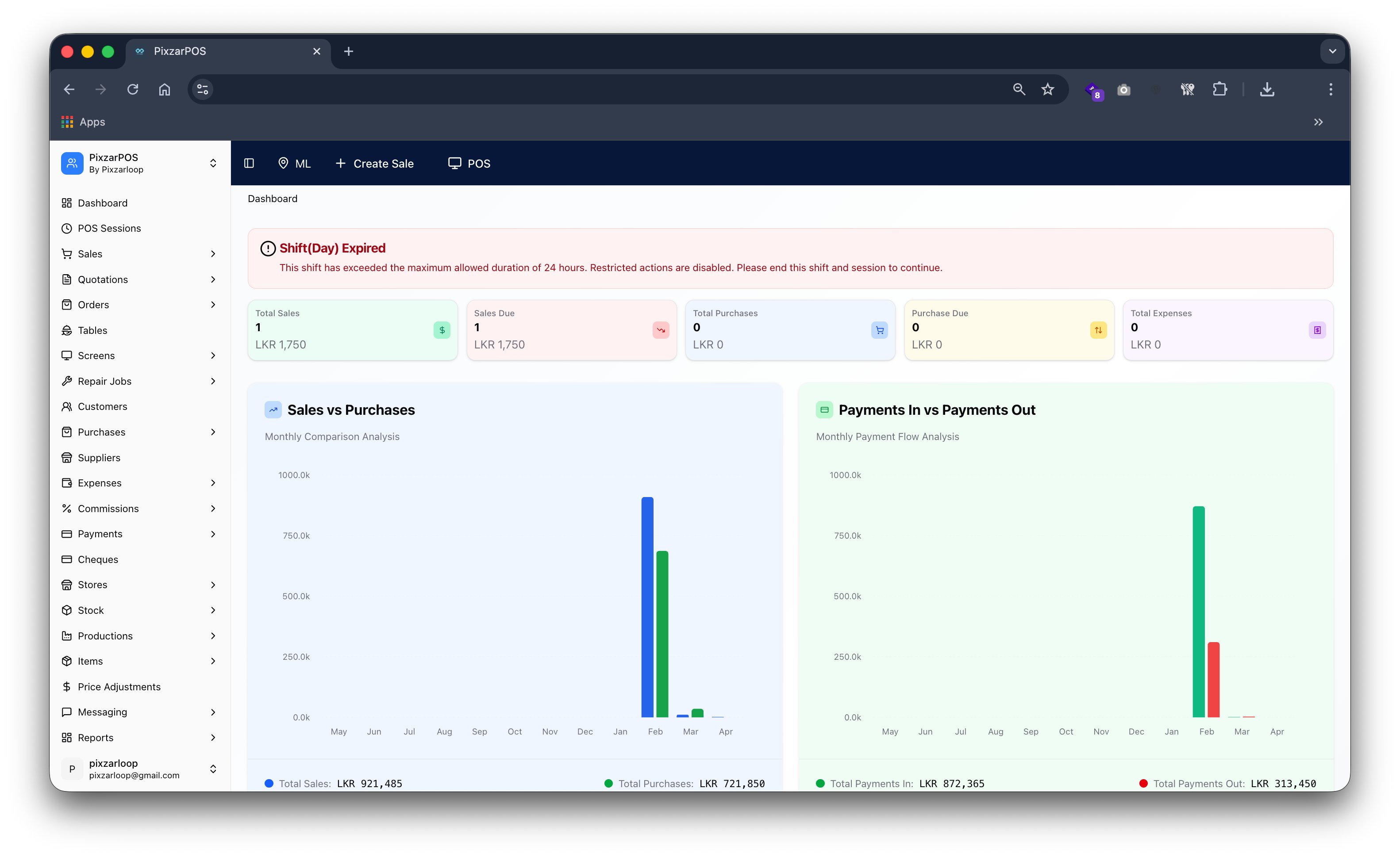 PixzarPOS customer and loyalty screenshot