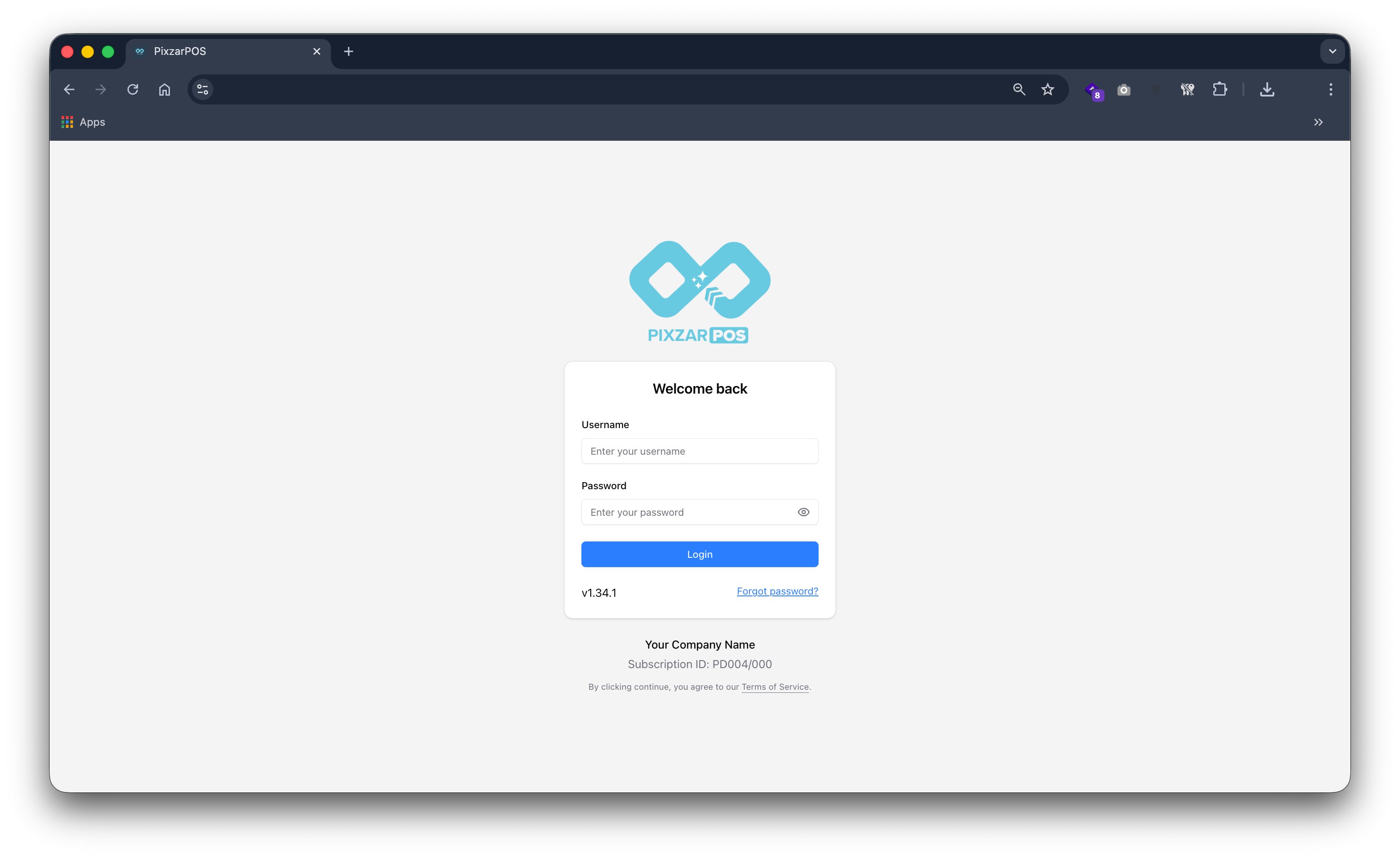 PixzarPOS inventory management screenshot